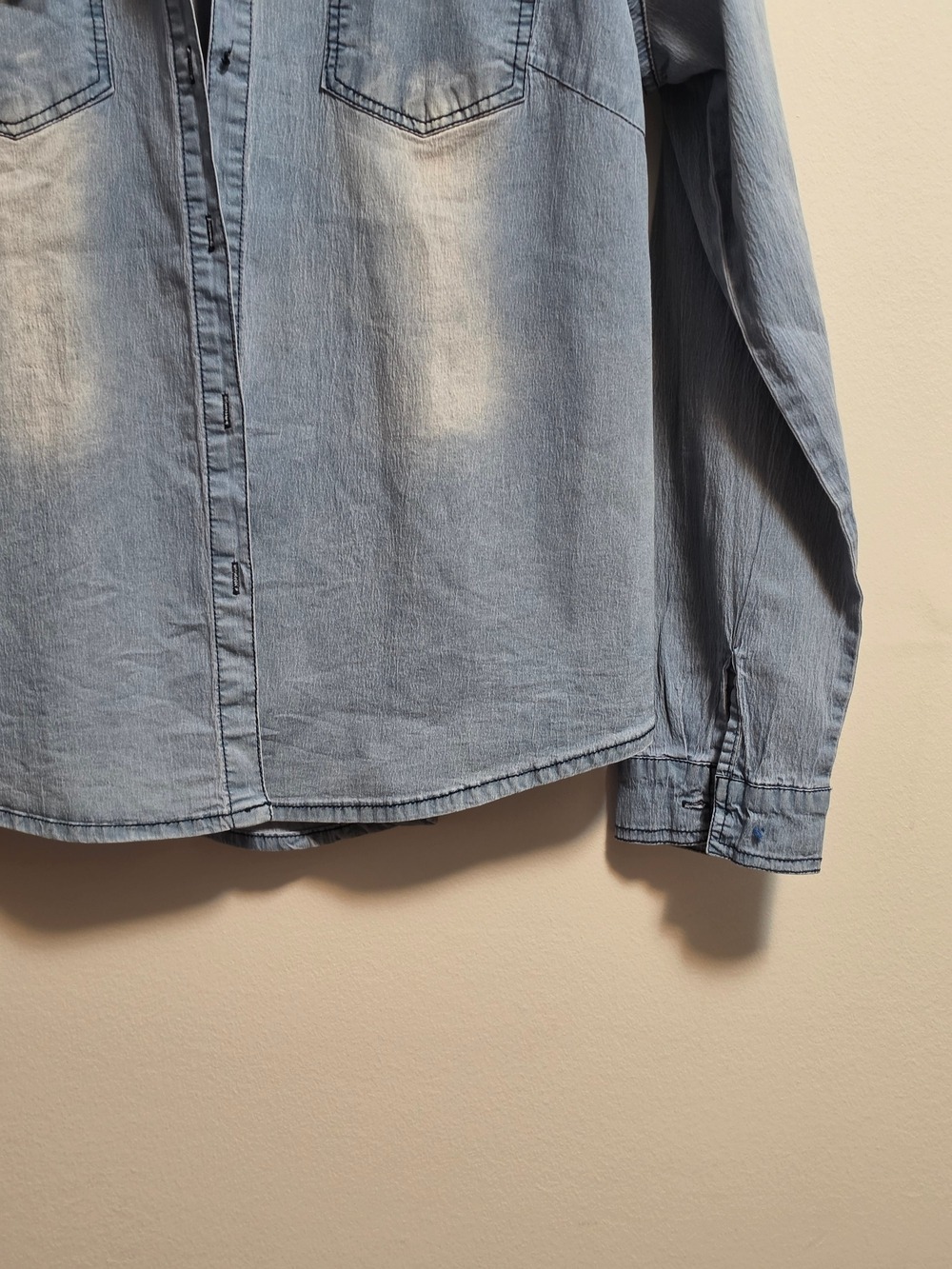 Dorado Light Wash Denim Shirt with Floral Embroidery - Picture 3 of 9
